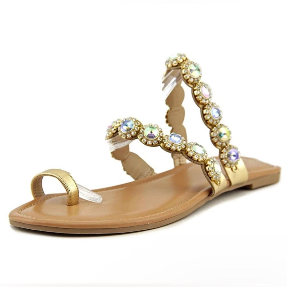 Thalia Sodi “Joya” Rhinestone Slides Size 6 Gold NWT